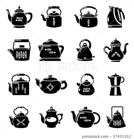 Teapot icons set, simple style Teapot icons set, simple style 37431552