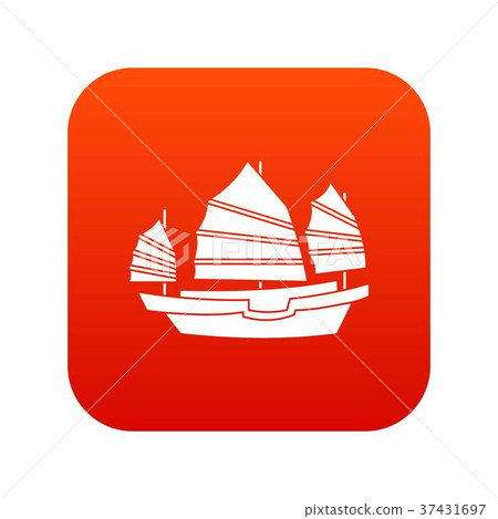 Junk boat icon digital red 37431697