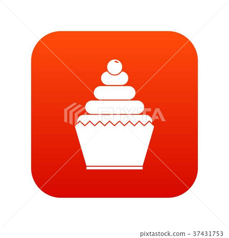 Cupcake icon digital red Cupcake icon digital red 37431753