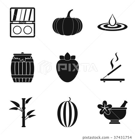 Exotic massage icons set, simple style Exotic massage icons set, simple style 37431754