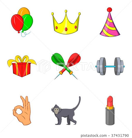 Excellent performance icons set, cartoon style 37431790