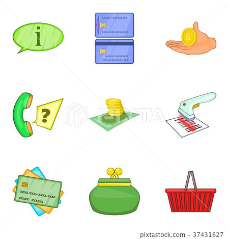 Stock of money icons set, cartoon style Stock of money icons set, cartoon style 37431827