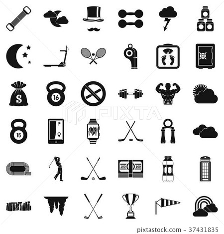 Bodybuilding icons set, simple style 37431835