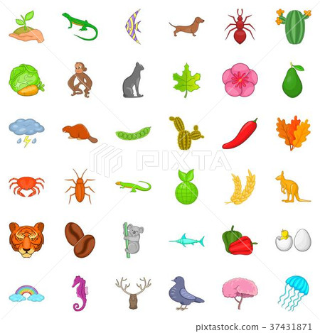 Leaf icons set, cartoon style Leaf icons set, cartoon style 37431871
