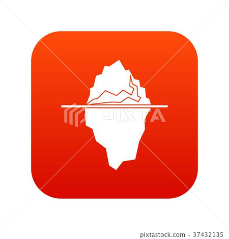 Iceberg icon digital red 37432135