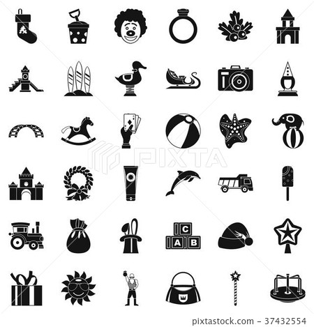 Elephant icons set, simple style Elephant icons set, simple style 37432554