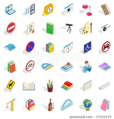 Lamp icons set, isometric style 37432574