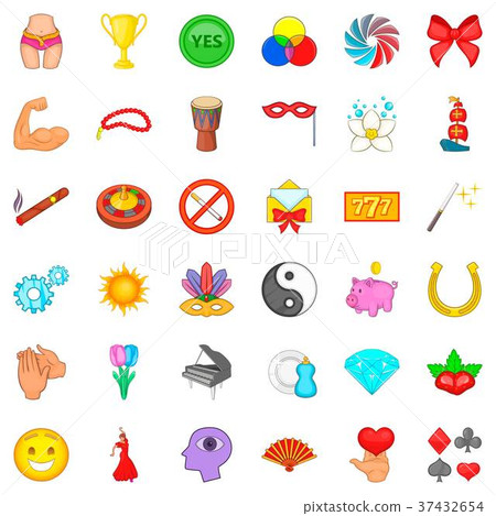 Dominance icons set, cartoon style 37432654