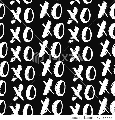 XOXO brush lettering signs seamless pattern vector XOXO brush lettering signs seamless pattern vector 37433662