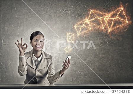 Attractive businesswoman in grunge style Attractive businesswoman in grunge style 37434288