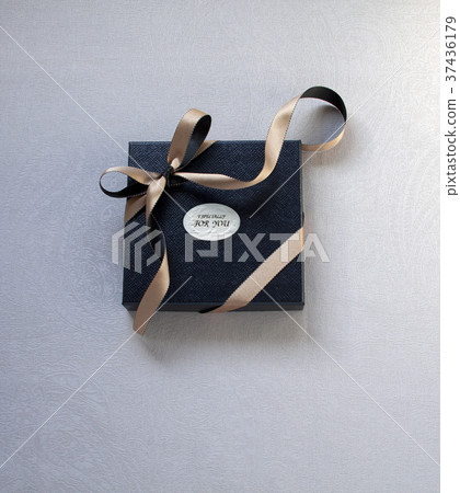 Black leather for you box gold ribbon gray cloth Black leather for you box gold ribbon gray cloth 37436179