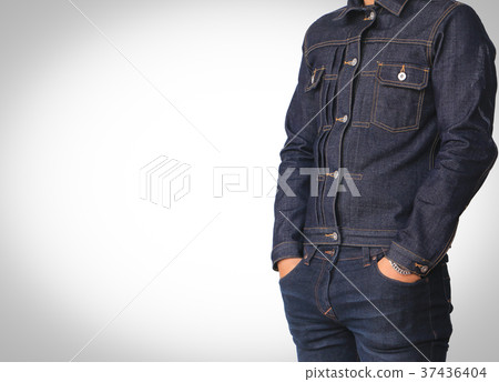 Close up jeans denim jacket Close up jeans denim jacket 37436404