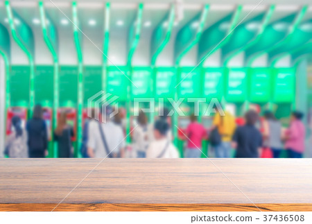 blurred ATM machine with wooden blurred ATM machine with wooden 37436508