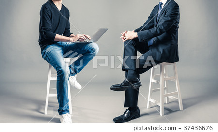 Men in suits and plain clothes office workers and freelancers 37436676