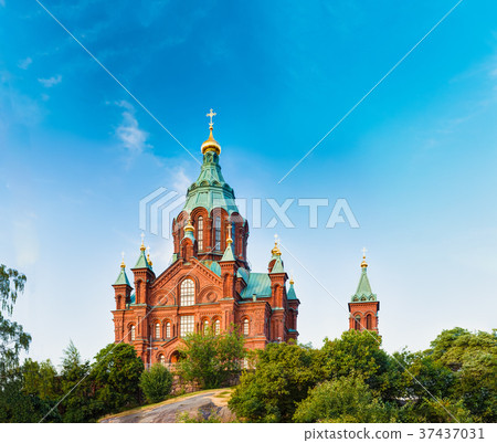 Helsinki, Finland. Uspenski Cathedral On Hill At Helsinki, Finland. Uspenski Cathedral On Hill At 37437031