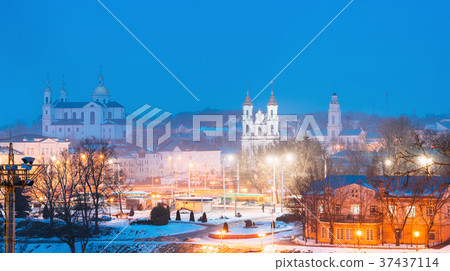 Vitebsk, Belarus. Famous Landmarks In Winter Night 37437114