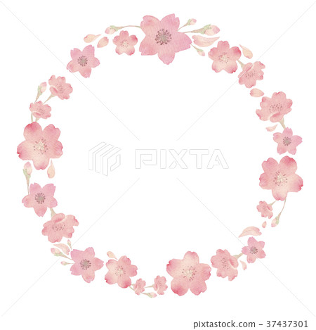 Spring sakura frame frame watercolor illustration - Stock Illustration ...