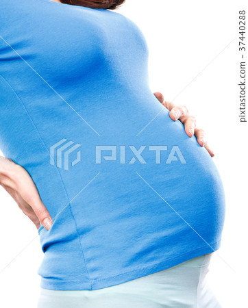 Pregnant woman with stomach or back pain Pregnant woman with stomach or back pain 37440288