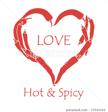 Heart of hot chilli peppers Valentine's Day 37441434