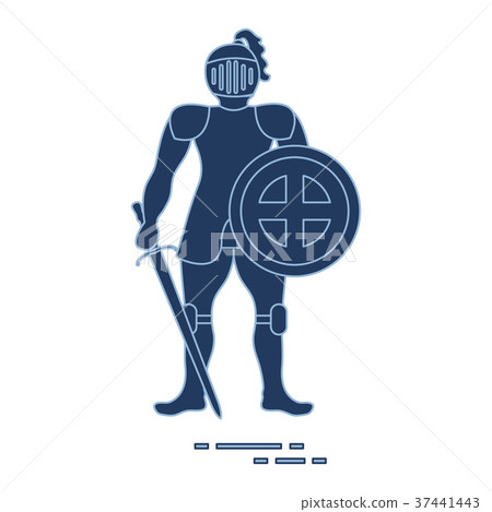 Knight in armor with shield and sword 37441443