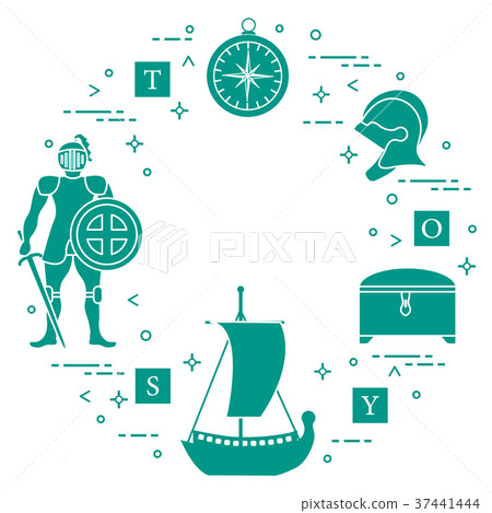 Knight, shield, sword, helmets, ship and other 37441444