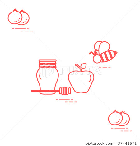 Apple in honey in Rosh Hashanah, pomegranate, bee 37441671