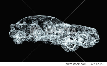 Car wireframe on black background 37442450