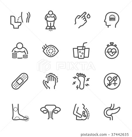 Diabetes Symptoms, Simple thin line icons. 37442635