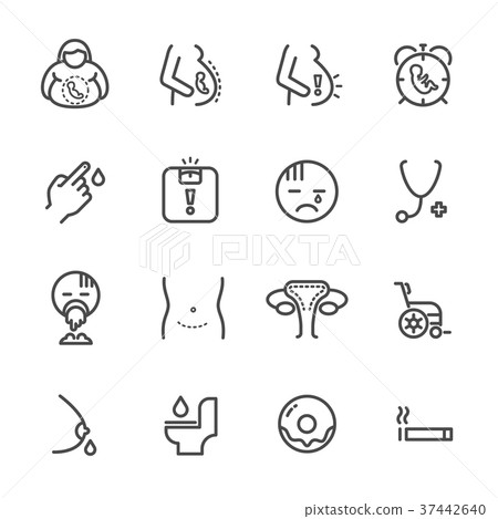 Obesity and Pregnancy,  women health line icons 37442640