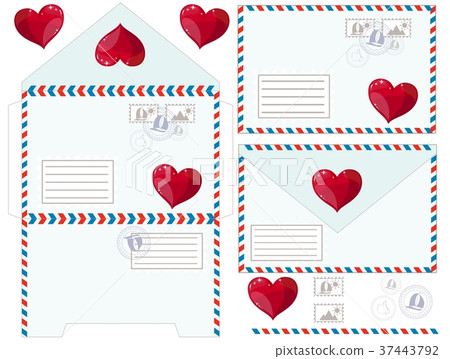 Valentine letter, flat icon Valentine letter, flat icon 37443792