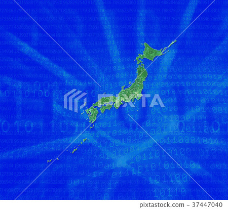 綠色日本地圖和互聯網 37447040