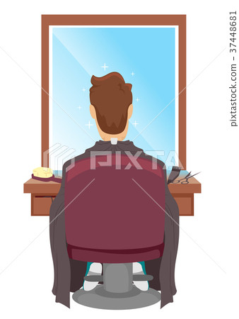 Man Seat Barbers Cut Illustration Man Seat Barbers Cut Illustration 37448681