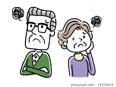 Senior couple: anxiety, worry, old age Senior couple: anxiety, worry, old age 37450654