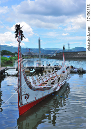 Jig boat, boat, Lanyu, Taiwan, Taipei, water, sky, totem, Dawu, aborigines 37450888