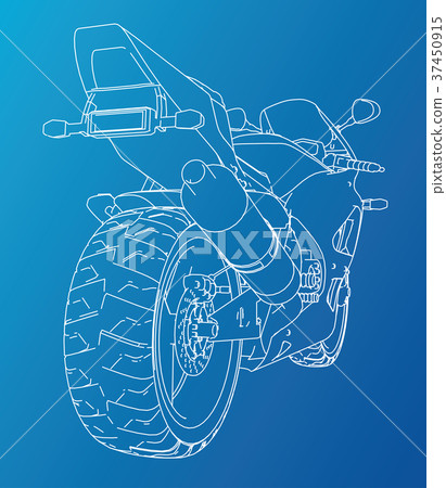 Sport motorcycle technical wire-frame. Vector Sport motorcycle technical wire-frame. Vector 37450915