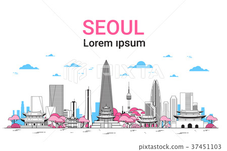 Seoul City Background Skyline South Korea View - Stock Illustration  [37451103] - PIXTA