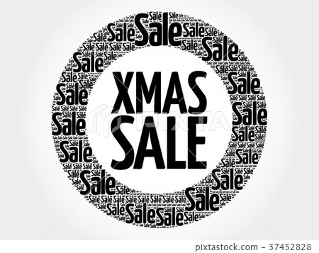 XMAS SALE circle stamp word cloud 37452828