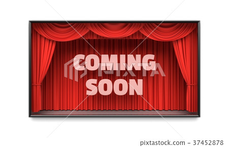 Coming Soon poster with red stage curtains 37452878