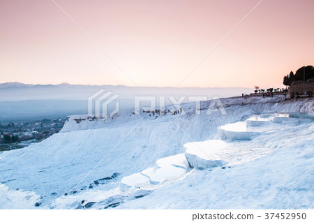 Beautiful Sunset at Travertine pools in Pamukkale 37452950