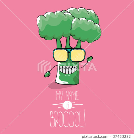vector funny cartoon cute green smiling broccoli vector funny cartoon cute green smiling broccoli 37453282