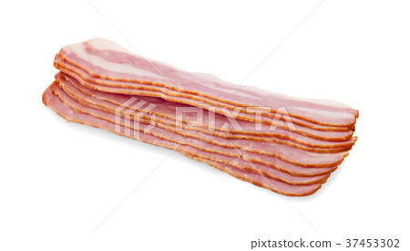 isolated raw bacon on white background 37453302