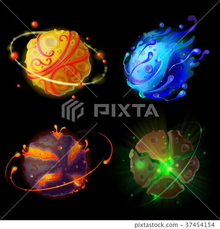 Vector cartoon planets for game design set 37454154