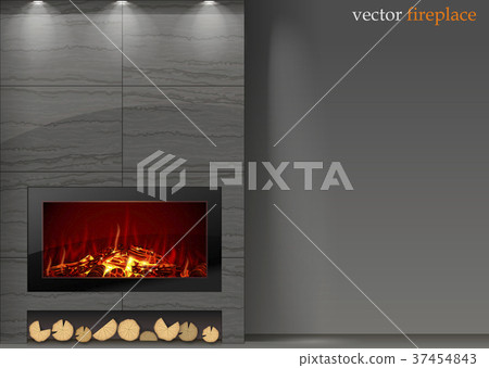 Modern fireplace with fire Modern fireplace with fire 37454843
