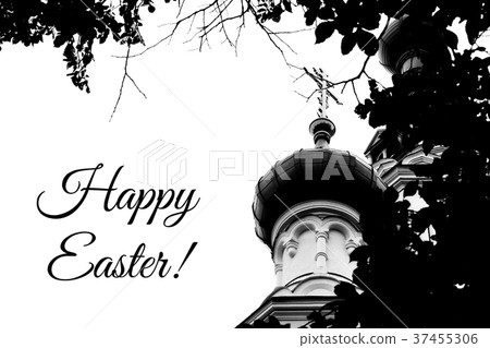 Card for Easter with church 37455306