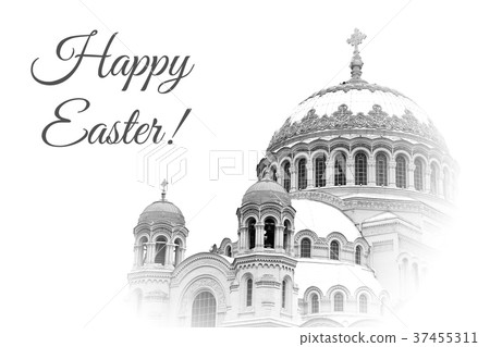 Card for Easter with church 37455311