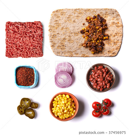 ingredients for prepearing burrito ingredients for prepearing burrito 37456975