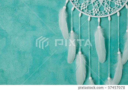 White dream catcher on aquamarine 37457078