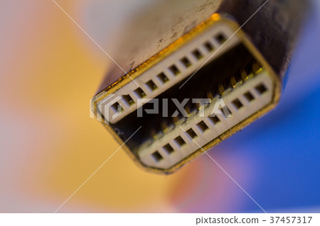 Macro closeup of Mini Displayport cable connector 37457317