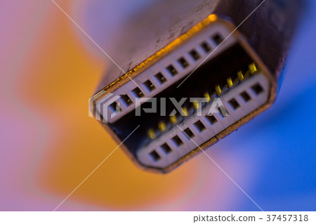 Macro closeup of Mini Displayport cable connector 37457318