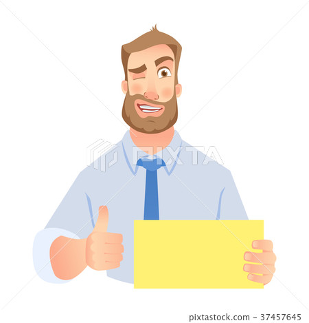 Businessman holding blank sign Businessman holding blank sign 37457645